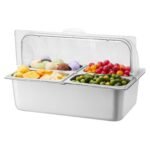 Countertop Food Serving Display Container 4 Pan Condiment Dispenser With Lid