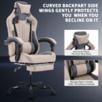 Gaming Chair With Massage,Ergonomic PC Gaming Chair With Footrest Comfortable Headrest And Lumbar Support,High Back PVC Leather,300LBS Grey - Image 3