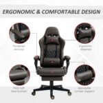 Racing Gaming Chair Diamond PU Leather Office Gamer Chair High Back Swivel Recliner with Footrest, Lumbar Support, Adjustable Height, Brown - Image 2