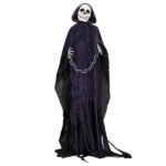 6ft Halloween Decorations Outdoor Life Size Animatronics Grim Reaper With Chain, Sound-Actived Party Decor With Creepy Sound , Scary Haunted House Props For Garden Yard Lawn - Image 2