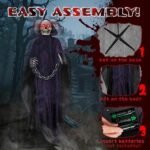 6ft Halloween Decorations Outdoor Life Size Animatronics Grim Reaper With Chain, Sound-Actived Party Decor With Creepy Sound , Scary Haunted House Props For Garden Yard Lawn - Image 4