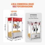 Popcorn Popper Machine Countertop Popcorn Maker 1615W 16 Oz Red - Image 4