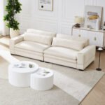 Medieval Sofa Sofa Modern Fabric Sofa For Living Room, Bedroom, Apartment, Home Office Beige - Image 2
