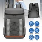 Grey-Black Options 1Pc Cooler Backpack 36 Can Leakproof Insulated Cooler Backpack With 25L 6.6Gal For Picnic Camping Beach Hiking Fishing Travel - Image 8