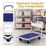 660LBS Capacity Folding Platform Hand Truck, Heavy-Duty Metal Push Cart With Non-Slip Platform - Image 6