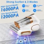 1Pc Mattress Vacuum Cleaner 16Kpa Bed Vacuum Cleaner Handheld Vacuums With Ultrasonic And UVC Light 18000 RPM Brushroll Rotation Dual Dust Bins Washable Filters For Bed Pillows Cribs Sofa - Image 10