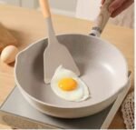 Non-Stick Silicon 12 Pcs Heat Resistant Wooden Handle Kitchen Cooking Utensils Set, Khaki Color - Image 2