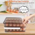 Egg Container Holder For Refrigerator Double Layer Egg Storage Box With Lid Automatic Rolling Egg Box Organizer Bin Tray Rack 36 Eggs - Image 8
