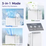 12000 BTU Portable Air Conditioner with Remote Control, Free Standing AC Unit with Built-in Cool, Dehumidifier, Fan Modes for Room Up to 550 Sq.Ft., 24 Hour Timer, Window Installation Kit - Image 6