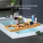 1Pc Bathtub Caddy Tray Crafted Bamboo Bath Tray Table Extendable Reading Rack Tablet Phone Holder Wine Glass Holder Shelf Desk Bathroom Spa - Image 5