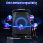1Pc Portable Wireless Party Speaker With LED Light 2 Wireless Mics Remote Control TWS Music Accompany Mic. Priority Bass Echo Mic Treble Guitar In - Image 6