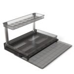 1Pc 2Tier Pull Out Under Sink Organizer Cabinet Organizer With Sliding Drawer Tray L Shaped Slide Out Storage Shelves For Bathroom Kitchen Cabinet - Image 9