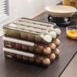 Egg Container Holder For Refrigerator Double Layer Egg Storage Box With Lid Automatic Rolling Egg Box Organizer Bin Tray Rack 36 Eggs - Image 7