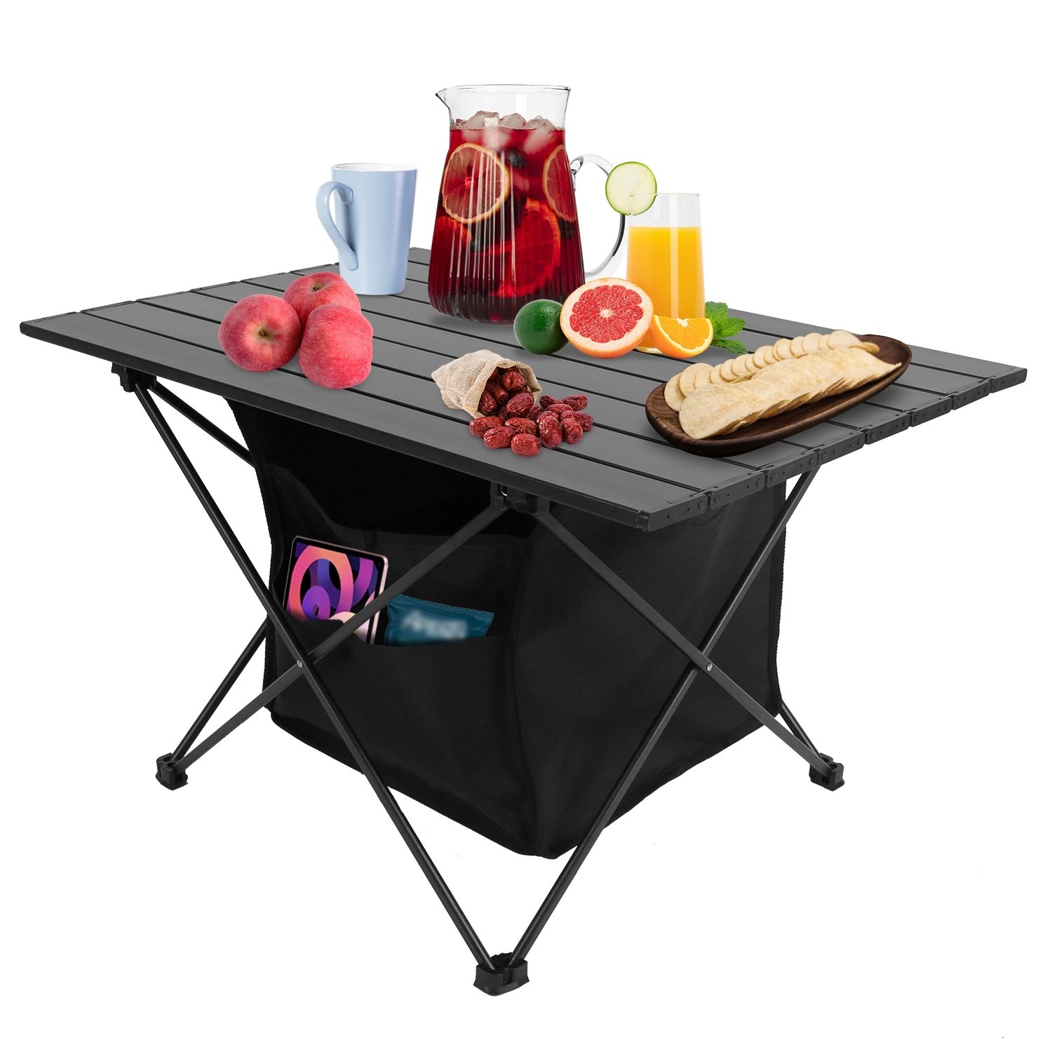 db87130e-dd4f-47d0-88d0-8c7d2f5fc8e6.jpg 1Pc Foldable Camping Table With Storage Basket Rustproof Portable Aluminum Alloy Roll-Up Camping Table With Carrying Bag For Camping Hiking BBQ Picnic Fishing Fedex Shipping - Image 1