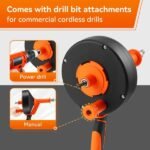2-in-1 Hand & Electric Power Drum Auger Snake, Heavy-Duty 25FT Drain Cleaner For Sink, Toilet, Shower, Bathtub, Orange - Image 4