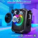 1Pc Portable Wireless Party Speaker With LED Light 2 Wireless Mics Remote Control TWS Music Accompany Mic. Priority Bass Echo Mic Treble Guitar In