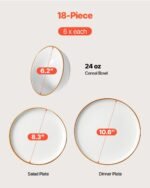 18 PCS Dinnerware Set Ceramic Plates And Bowls Sets Service For 6 White - Image 9