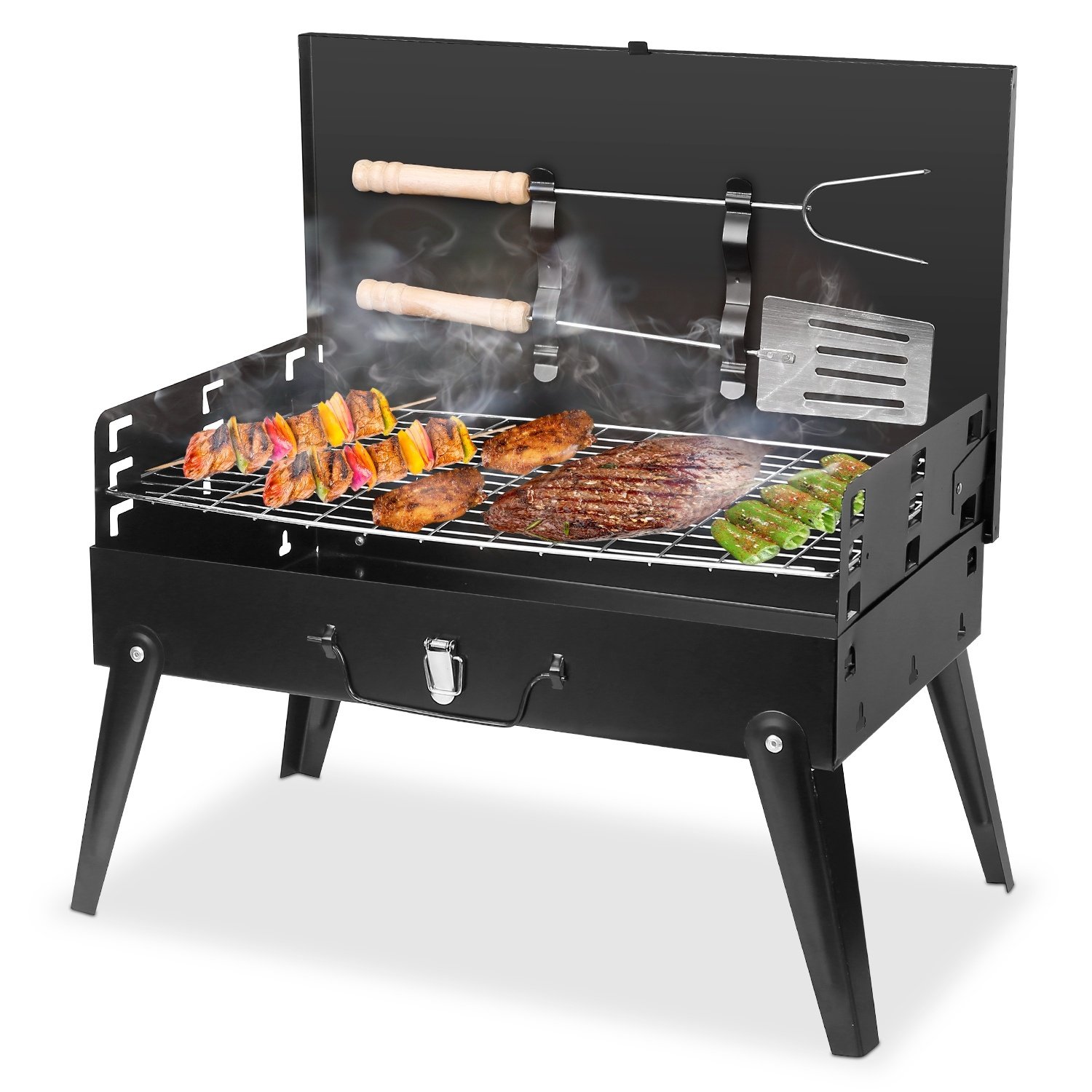 e6d87d33-2f6c-4e8a-8007-b04dfccd16ec.jpg 1Pc 17.32x10.63x8.27in Portable Charcoal Grill For Spring Summer Outdoor Activities Foldable BBQ Suitcase Grill Shelf For Outdoor Camping Picnics Garden Grilling Fedex Shipping - Image 1