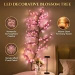 Cherry LED Tree Branch Lights For Wall, Cherry Blossom Willow Vine Twig Decor Garland With 144 LED Lights And Remote,8 Lighting Modes,Christmas Decorations Indoor For Home Wall Door Window - Image 9