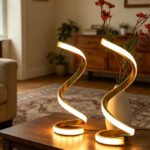 2 Pack Spiral LED Table Lamp, 3 Color Dimmable USB Powered Desk Lamp, Modern Curved Bedside Night Light, Soft Eye-Caring Lighting For Bedroom Living Room Office Home Decor