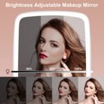1Pc 5.98x8.62in Lighted Makeup Mirror Vanity Desk Mirror Small LED Mirror With 3 Light Colors Touch Screen Brightness Adjustable USB Rechargeable - Image 3