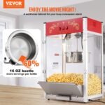 Popcorn Popper Machine Countertop Popcorn Maker 1615W 16 Oz Red - Image 2