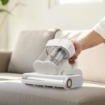 Mattress Vacuum Cleaner, 550W Bed Vacuum Cleaner With 18Kpa Powerful Suction And Dual Dust Bin, HEPA Filter & Heating, Ultrasound Tech & Cleaning Lights, Handheld For Bed, Sofa, Corded, White