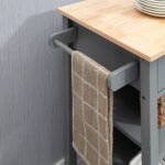 Kitchen Island Cart, Rolling Kitchen Island with Storage Shelf, Solid Wood Top, Drawer, for Dining Room, Gray - Image 8