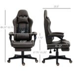 Racing Gaming Chair Diamond PU Leather Office Gamer Chair High Back Swivel Recliner with Footrest, Lumbar Support, Adjustable Height, Brown - Image 3