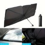 UPF50-Sunshade-UPF50- Compact Roll-Up Sunshade For Front Window - Heat Insulation And UV Protection, Easy-to-Use Auto Interior Accessory, Fits Most Vehicles, Sun Protection Curtain, Sleek Black Umb - Image 3