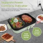 1Pc Electric Hot Pot With Grill 2-in-1 Hot Pot And Frying Pan Portable Non-Stick Pot And Griddle Electric Cooker Pot With Glass Lid Fast Heating For 1-2 People BBQ Steaks Noodles - Image 5