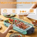 1Pc 2000W Electric Indoor Grill For Food Preparation Family Gathering 2 In 1 Electric BBQ Gill With Grill Net Removable Plate 5 Temperature Control 3 Small Trays Dishwasher Safe - Image 9