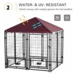 Outdoor Kennel With Rotating Bowl Rack, Walk-in Pet Playpen, Welded Wire Steel Dog Pen, With Waterproof And UV Resistant Awning - Image 5