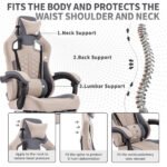Gaming Chair With Massage,Ergonomic PC Gaming Chair With Footrest Comfortable Headrest And Lumbar Support,High Back PVC Leather,300LBS Grey - Image 5