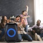 1Pc Portable Wireless Party Speaker With LED Light 2 Wireless Mics Remote Control TWS Music Accompany Mic. Priority Bass Echo Mic Treble Guitar In - Image 3