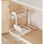 Metal Adjustable Height Two-Tier Drawer Kitchen Bathroom Under Sink Storage Rack - Image 7