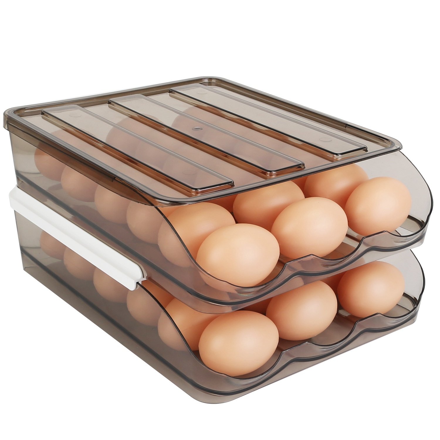 fce9f448-f522-4186-b02f-507766c0fbe1.jpg Egg Container Holder For Refrigerator Double Layer Egg Storage Box With Lid Automatic Rolling Egg Box Organizer Bin Tray Rack 36 Eggs - Image 1
