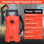 1Pc Electric High Pressure Washer 1740PSI  Powerful Car Washer Pressure Cleaner With Adjustable Spray Nozzle Soap Dispenser IPX5 Waterproof For Patio Garden Driveway - Image 5