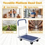 660LBS Capacity Folding Platform Hand Truck, Heavy-Duty Metal Push Cart With Non-Slip Platform - Image 7