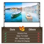 100inch/120inch Options Projector Screen With Stand 16:9 4K HD Rear Front Wrinkle-Free Portable And Foldable Movie Screen With Carry Bag For Indoor Outdoor Home Theater Backyard Cinema - Image 2